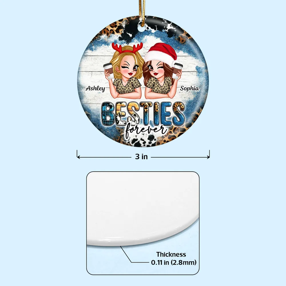 Ceramic Ornament for Best Friends, Custom Illustration Design, Friendship Keepsake, Perfect Gift for Christmas - Image 4