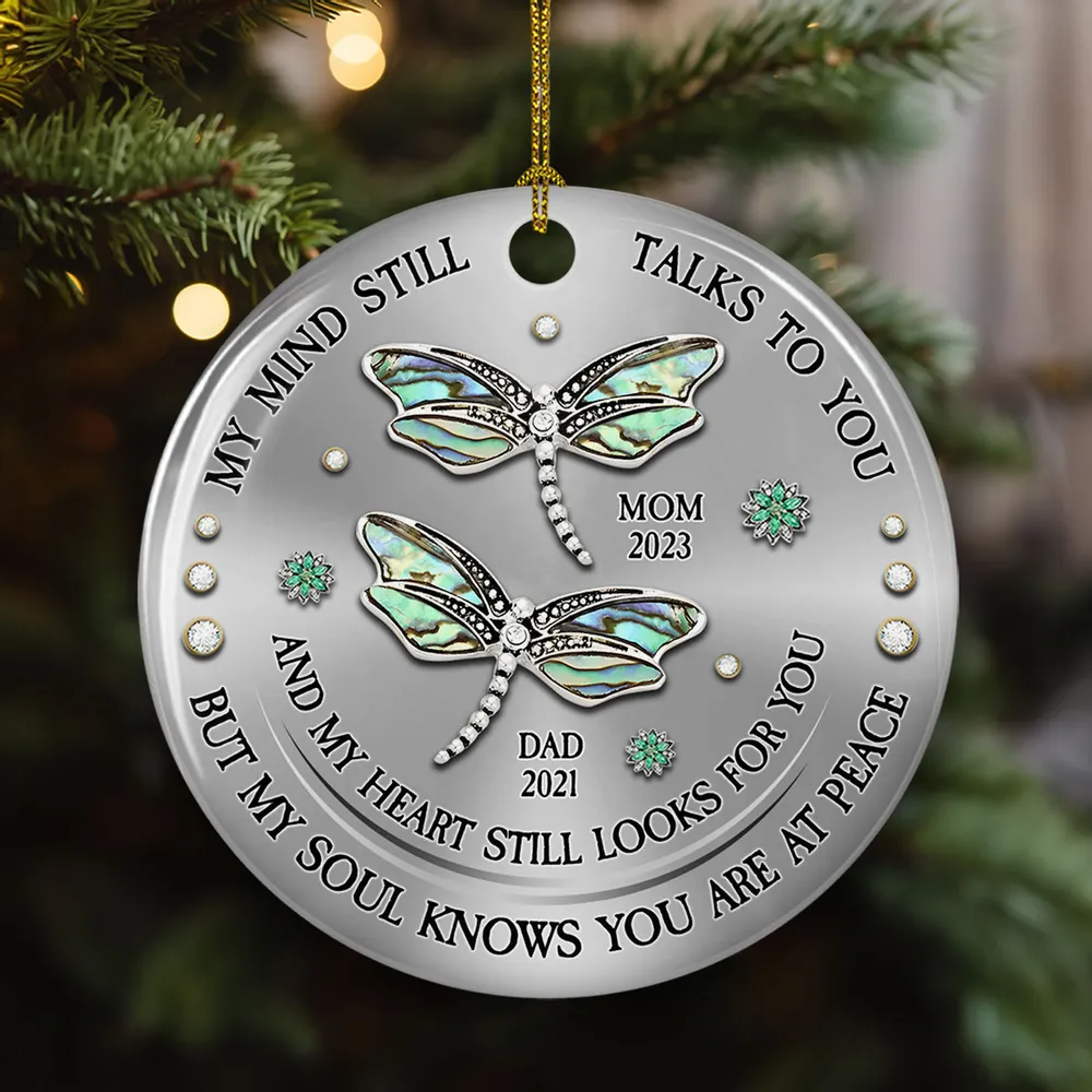 Ceramic Ornament with Dragonfly Design, Memorial Gift - Image 2