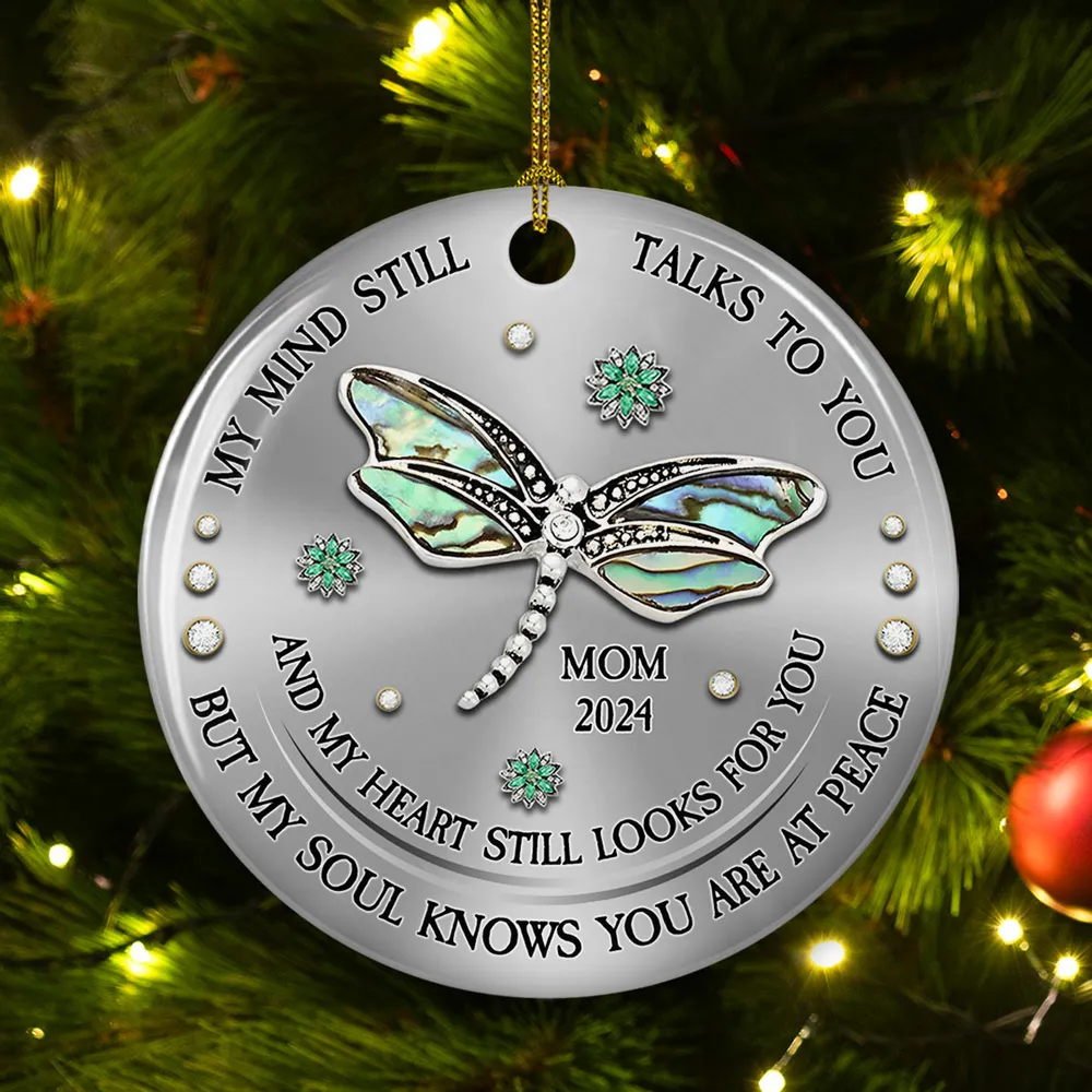 Ceramic Ornament with Dragonfly Design, Memorial Gift - Image 3