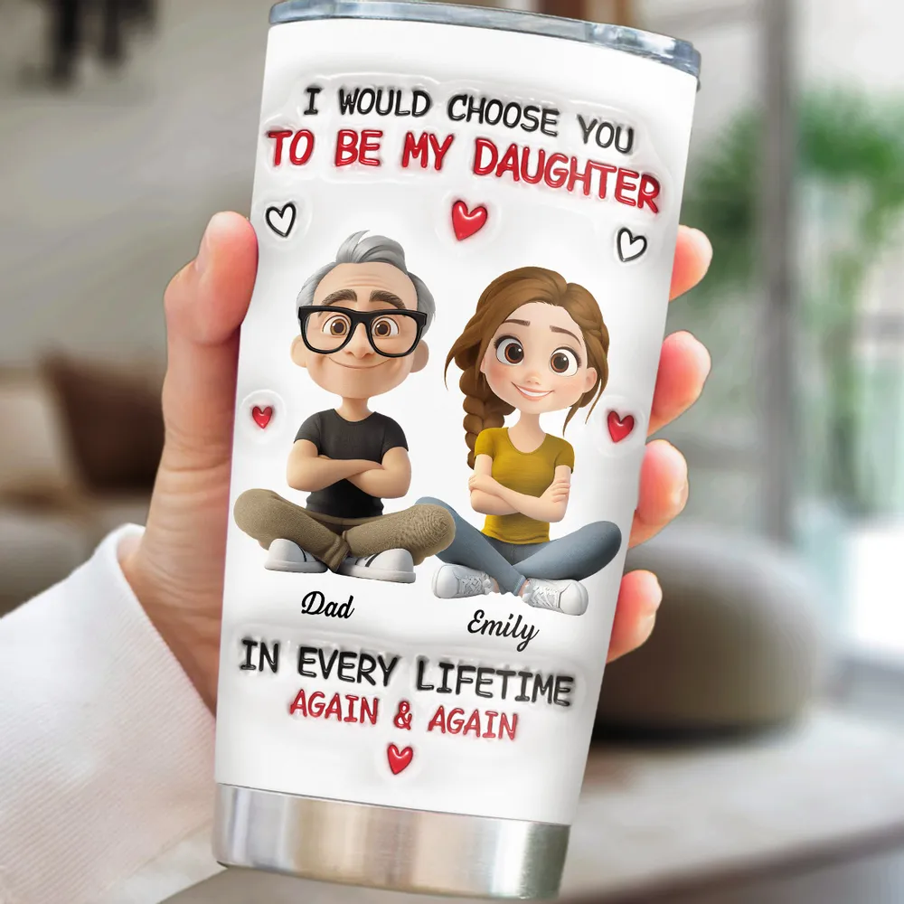 Insulated Travel Tumbler with Father & Daughter Illustration, A Heartwarming Gift for Everyday Use - Image 3