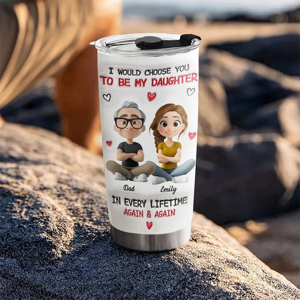 Insulated Travel Tumbler with Father & Daughter Illustration, A Heartwarming Gift for Everyday Use - Image 5