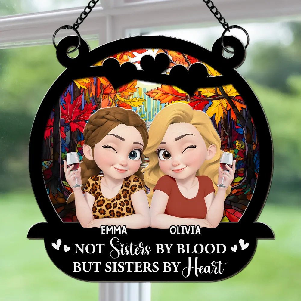 Wood and Acrylic Layered Ornament with Autumn Theme, A Heartfelt Gift for Sisters by Heart - Image 2