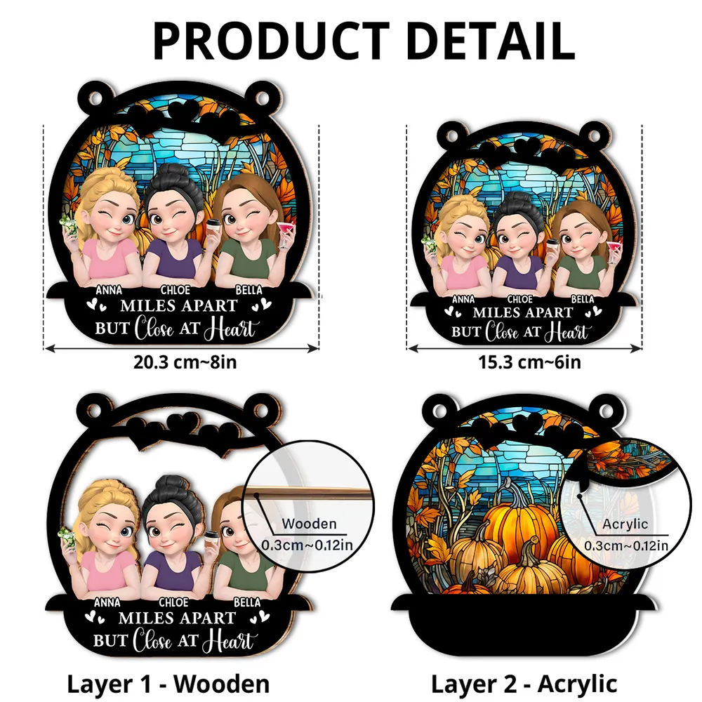 Wood and Acrylic Layered Ornament with Autumn Theme, A Heartfelt Gift for Sisters by Heart - Image 5