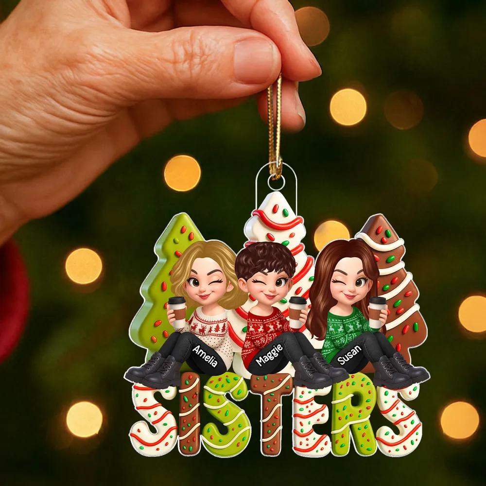 Acrylic Ornament with Fun Cartoon Besties Design, Christmas Tree Decoration, Perfect Friendship Gift - Image 4