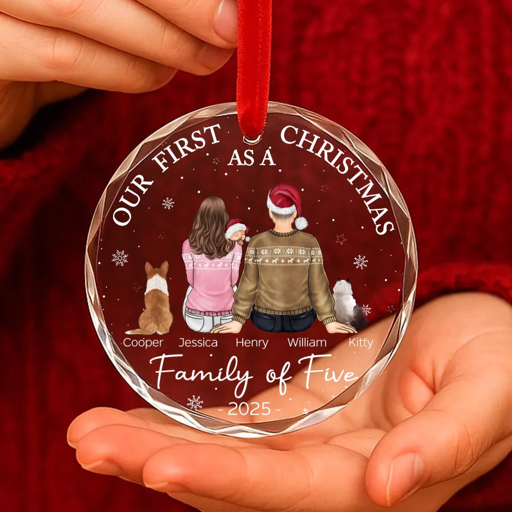 Crystal Ornament with Cozy Family Design for Christmas Tree Decoration, Perfect Gift for Holiday Memories - Image 2