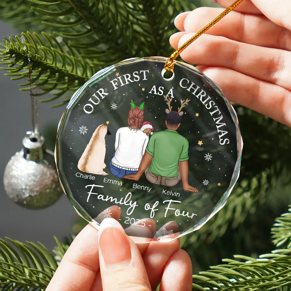 Crystal Ornament with Cozy Family Design for Christmas Tree Decoration, Perfect Gift for Holiday Memories - Image 3