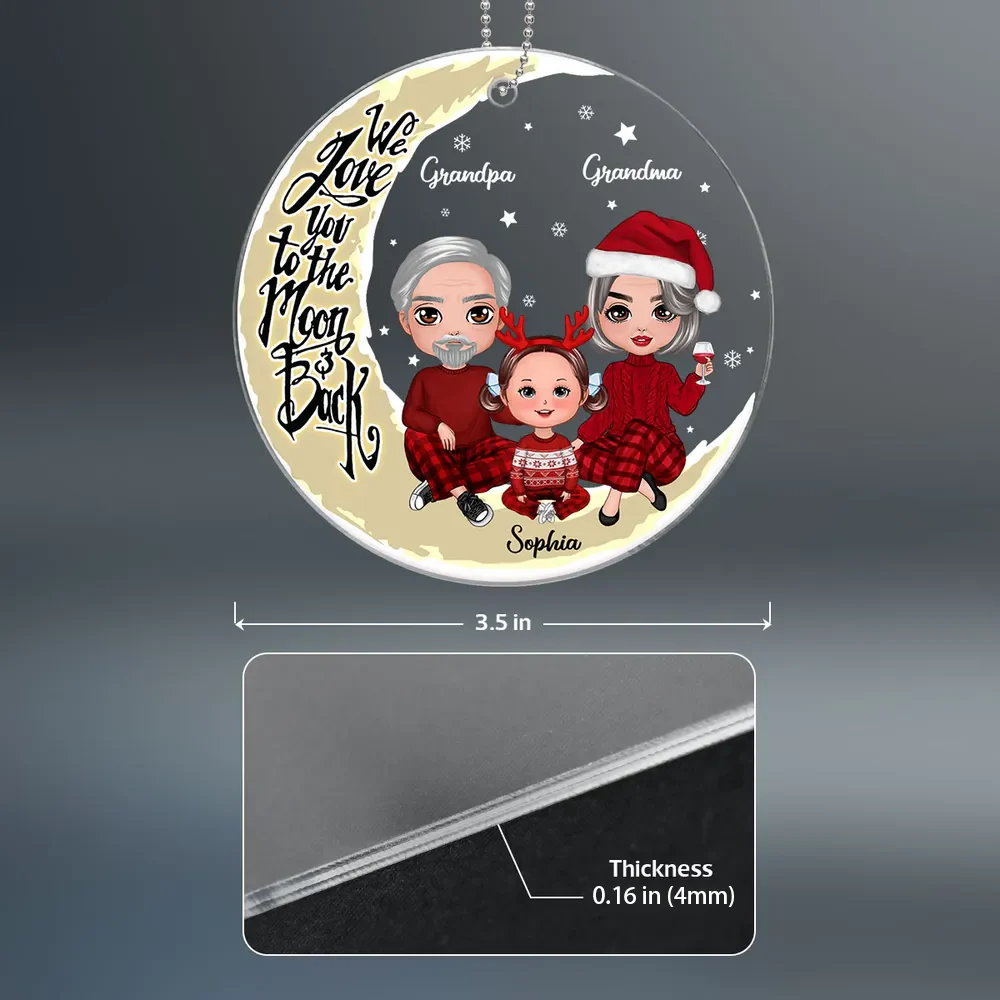 Heartwarming Acrylic Ornament with Moon & Family Scene, Perfect Gift for Grandparents - Image 5