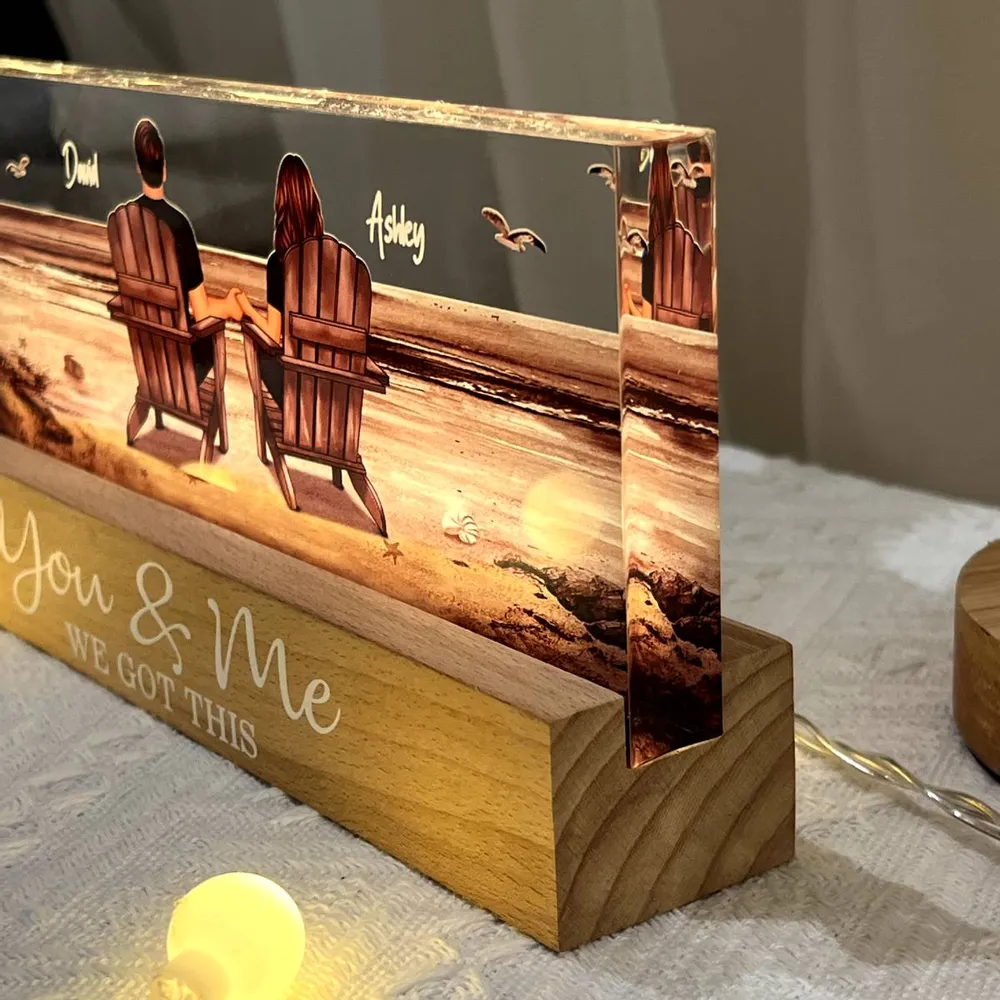 Block LED Light Plaque with Beach Couple Design, Romantic Ambience, Perfect Gift for Couples - Image 6