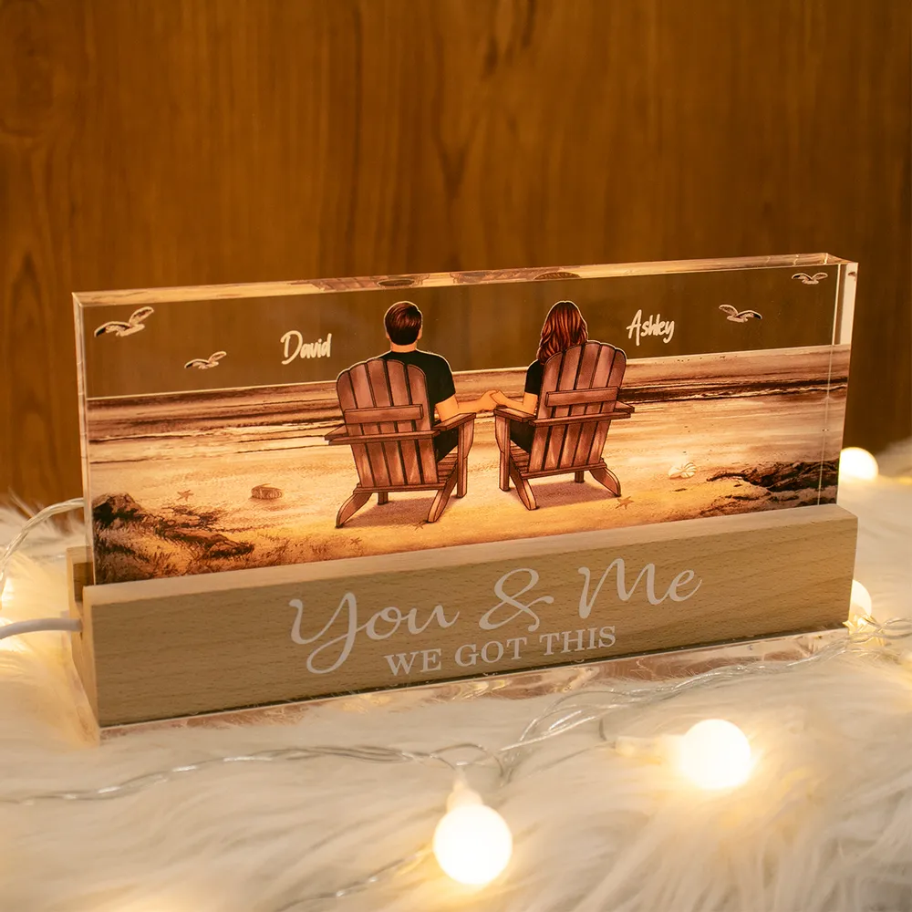 Block LED Light Plaque with Beach Couple Design, Romantic Ambience, Perfect Gift for Couples - Image 8