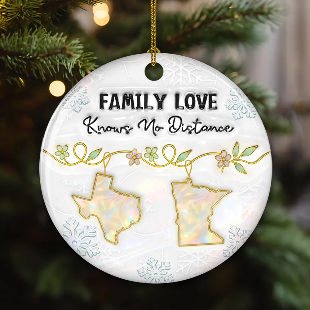 Round Ceramic Ornament with Family Love Theme, Christmas Keepsake, Gift-Ready Holiday Accent - Image 3