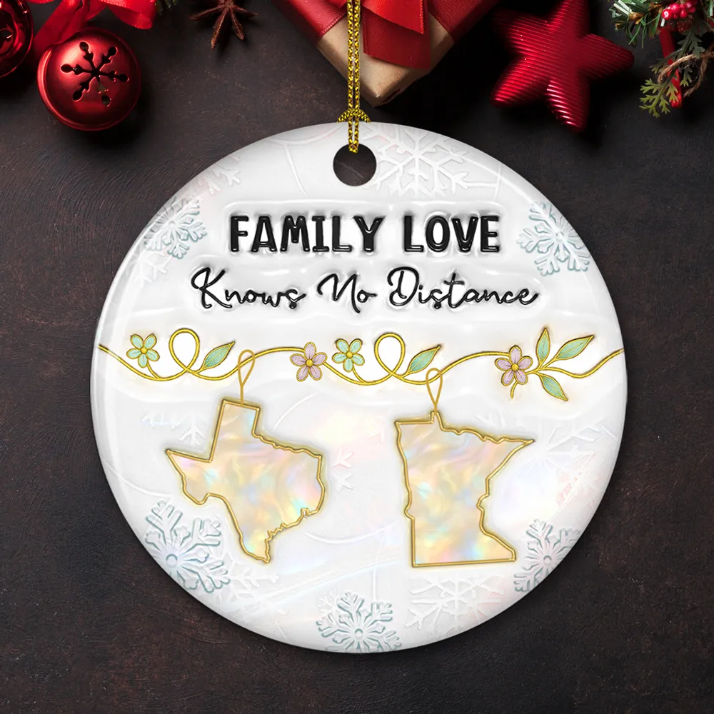 Round Ceramic Ornament with Family Love Theme, Christmas Keepsake, Gift-Ready Holiday Accent - Image 5