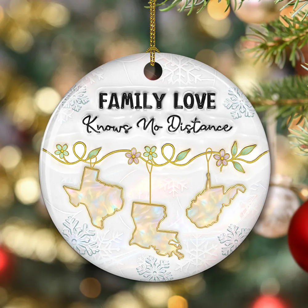 Round Ceramic Ornament with Family Love Theme, Christmas Keepsake, Gift-Ready Holiday Accent - Image 6