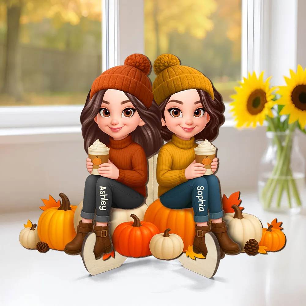 Wooden Plaque with Autumn Pumpkin Best Friends Design, Cozy Home Décor, Perfect Gift for Friendship