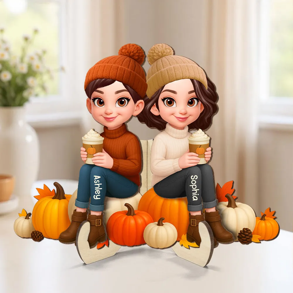 Wooden Plaque with Autumn Pumpkin Best Friends Design, Cozy Home Décor, Perfect Gift for Friendship - Image 2