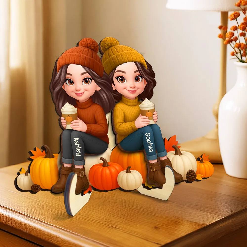 Wooden Plaque with Autumn Pumpkin Best Friends Design, Cozy Home Décor, Perfect Gift for Friendship - Image 4