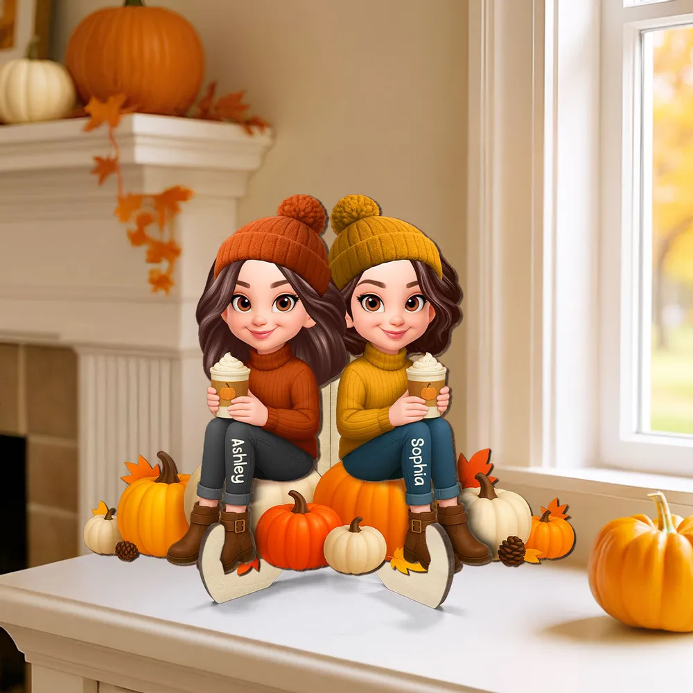 Wooden Plaque with Autumn Pumpkin Best Friends Design, Cozy Home Décor, Perfect Gift for Friendship - Image 5