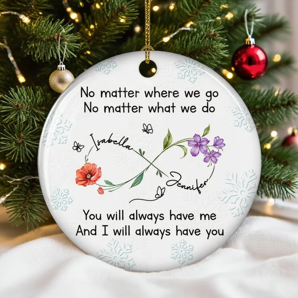 Ceramic Ornament with Floral Infinity Design, Heartfelt “Bestie” Message for Lasting Friendship, Perfect Gift for Friends