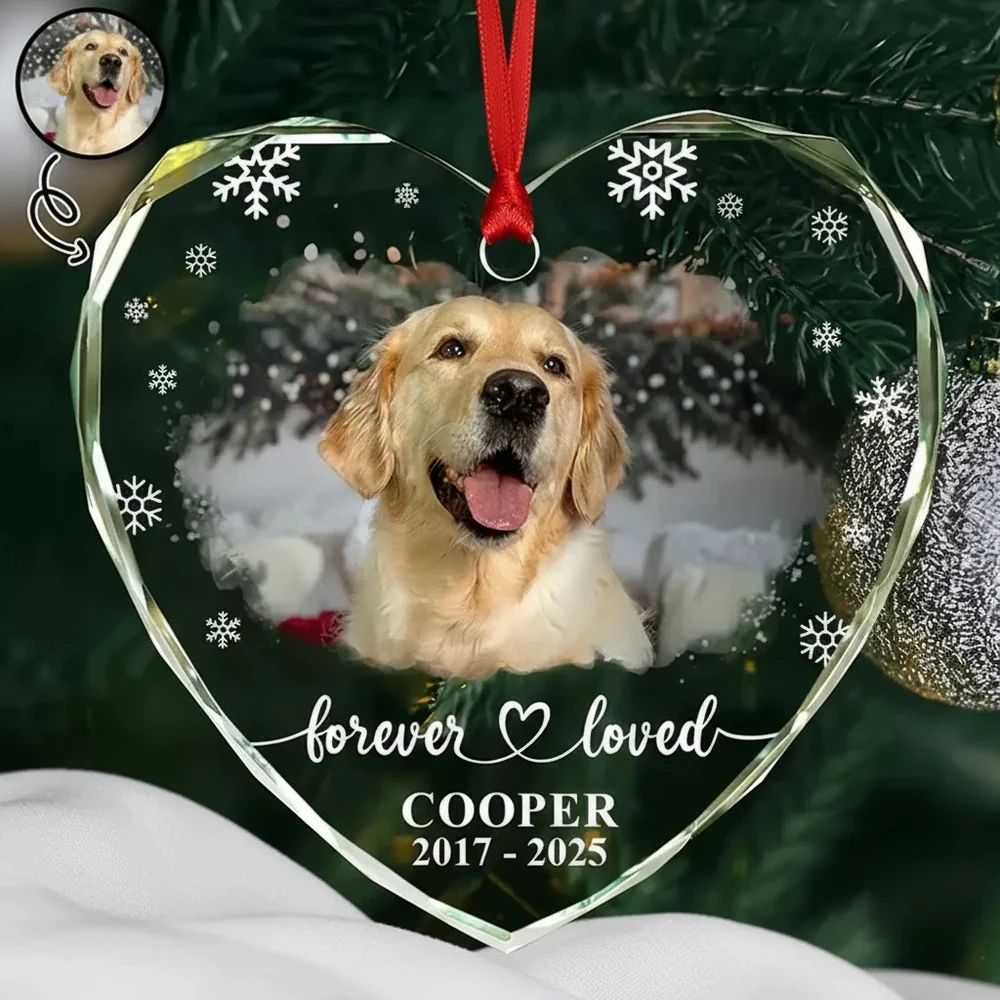 Personalized Crystal Heart Ornament Pet Memorial Gift