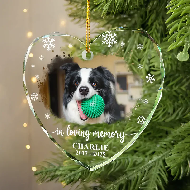 Personalized Crystal Heart Ornament Pet Memorial Gift - Image 2