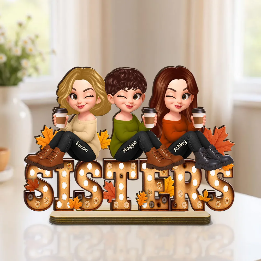 Personalized Wooden Plaque for Sisters, Autumn Theme, Perfect Gift for Best Friends - Image 2