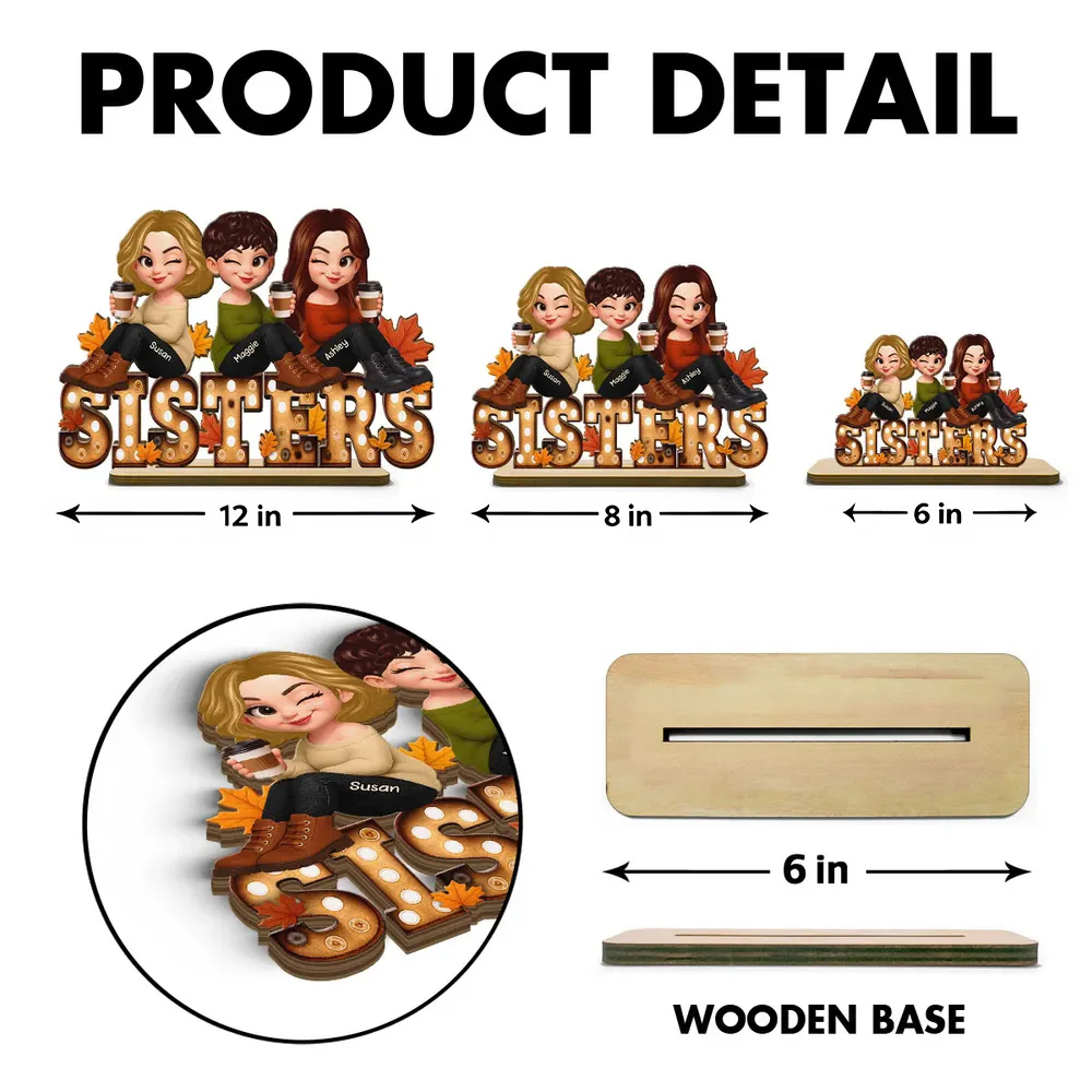 Personalized Wooden Plaque for Sisters, Autumn Theme, Perfect Gift for Best Friends - Image 5