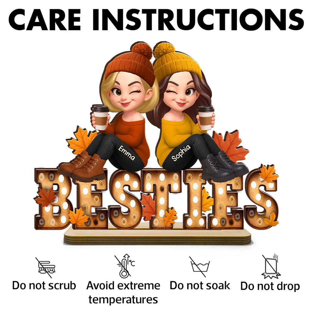 Personalized Wooden Plaque for Sisters, Autumn Theme, Perfect Gift for Best Friends - Image 6