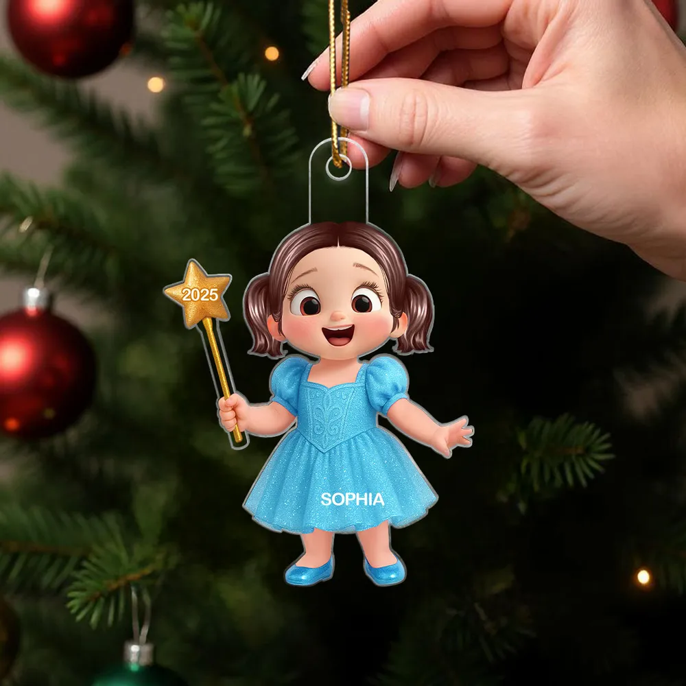 Cartoon Girl Acrylic Ornament, festive decoration, gift-ready keepsake for children - Image 4