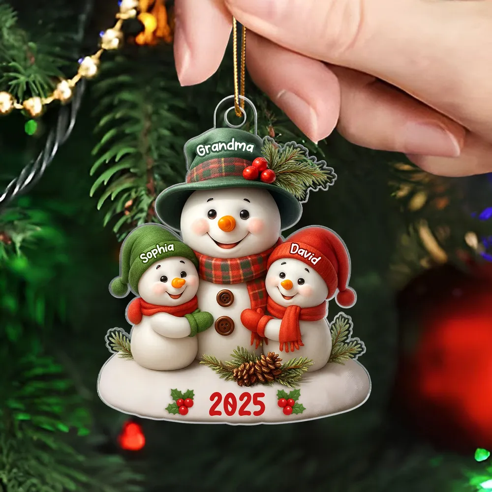 Acrylic Ornament Snowman Family Design for Holiday Décor, Warm Festive Accent, Gift-Ready for Grandma and Family - Image 6