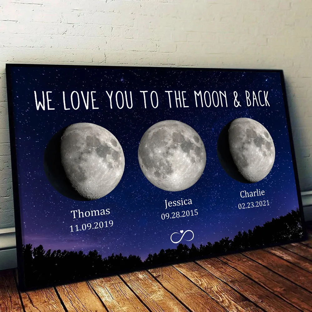 Moon Phase Poster, Customizable Starry Night Art for Mom or Grandma, We Love You to the Moon & Back, a Unique Gift - Image 8