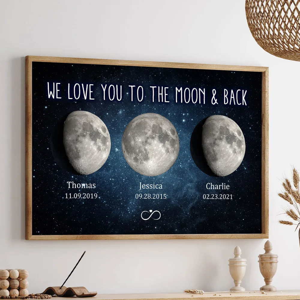 Moon Phase Poster, Customizable Starry Night Art for Mom or Grandma, We Love You to the Moon & Back, a Unique Gift - Image 9