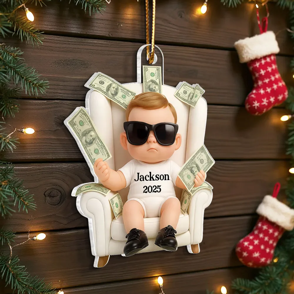 Custom Baby Acrylic Ornament: Personalized Festive Decor & Gift - Image 3