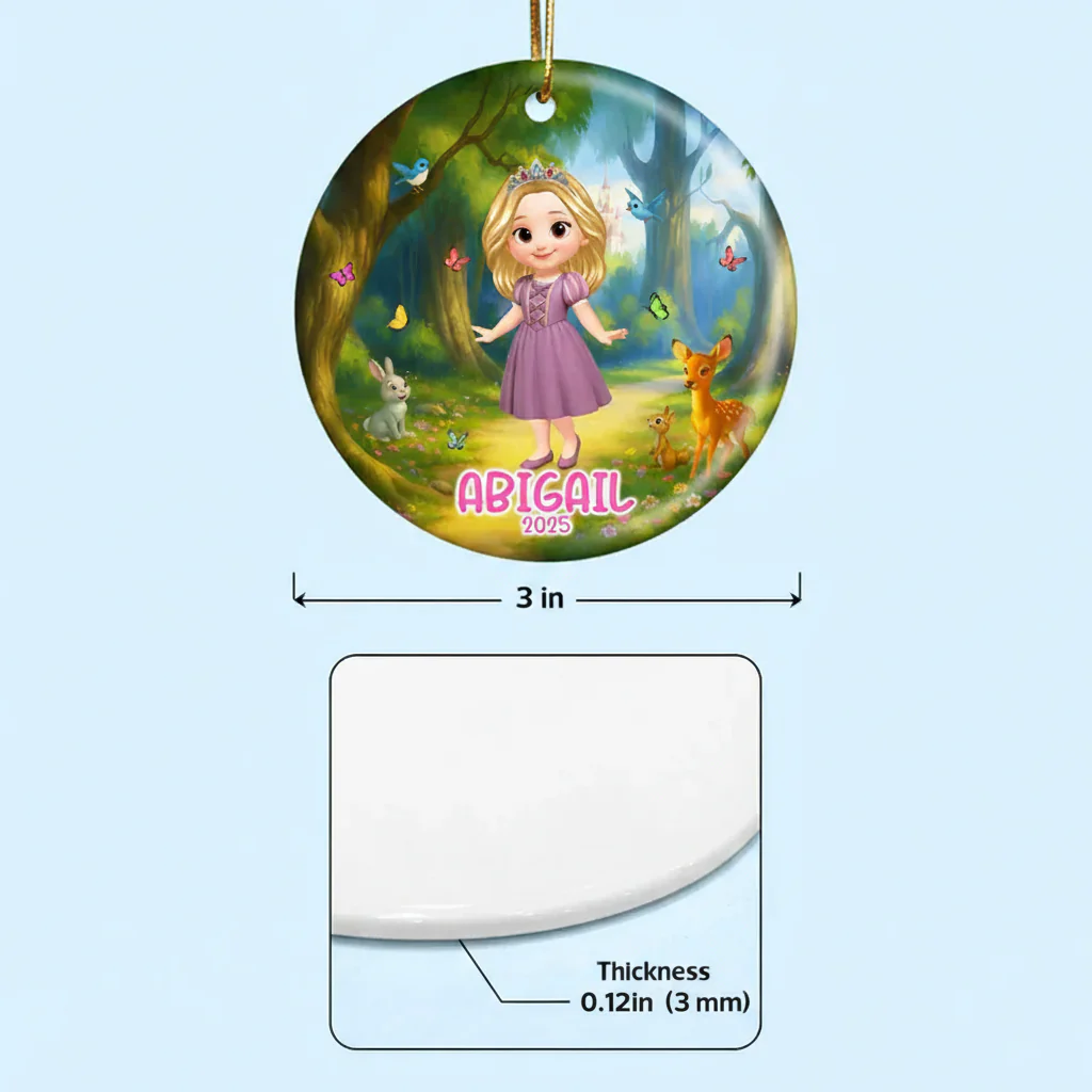 Ceramic Ornament with Princess Fairytale Design, Enchanted Forest Scene with Animals, Heartwarming Keepsake and Perfect Gift for Children - Image 4