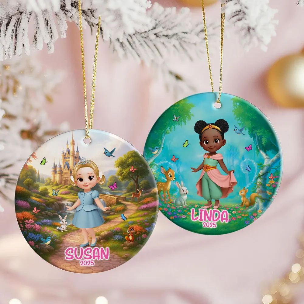 Ceramic Ornament with Princess Fairytale Design, Enchanted Forest Scene with Animals, Heartwarming Keepsake and Perfect Gift for Children - Image 5