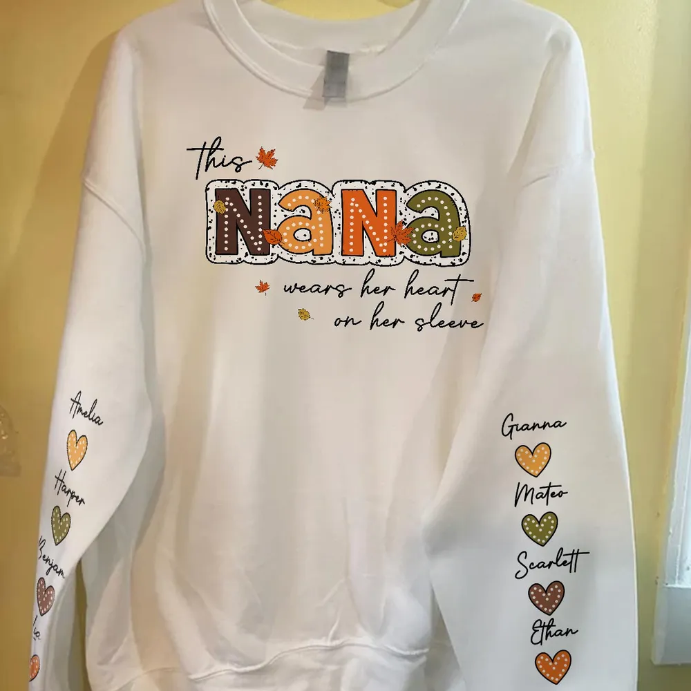 Grandma Pumpkin Themed Sweatshirt – “This Grandma Wears Her Heart on Her Sleeve” Cozy Gift for Grandma - Image 8