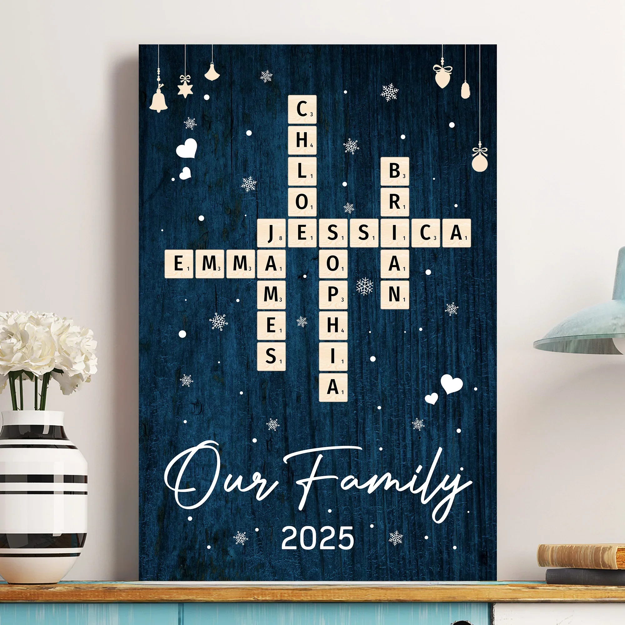 Family Name Crossword Poster | Red Background | Crisp Print & Textured Finish | Perfect Gift for Families - Image 3