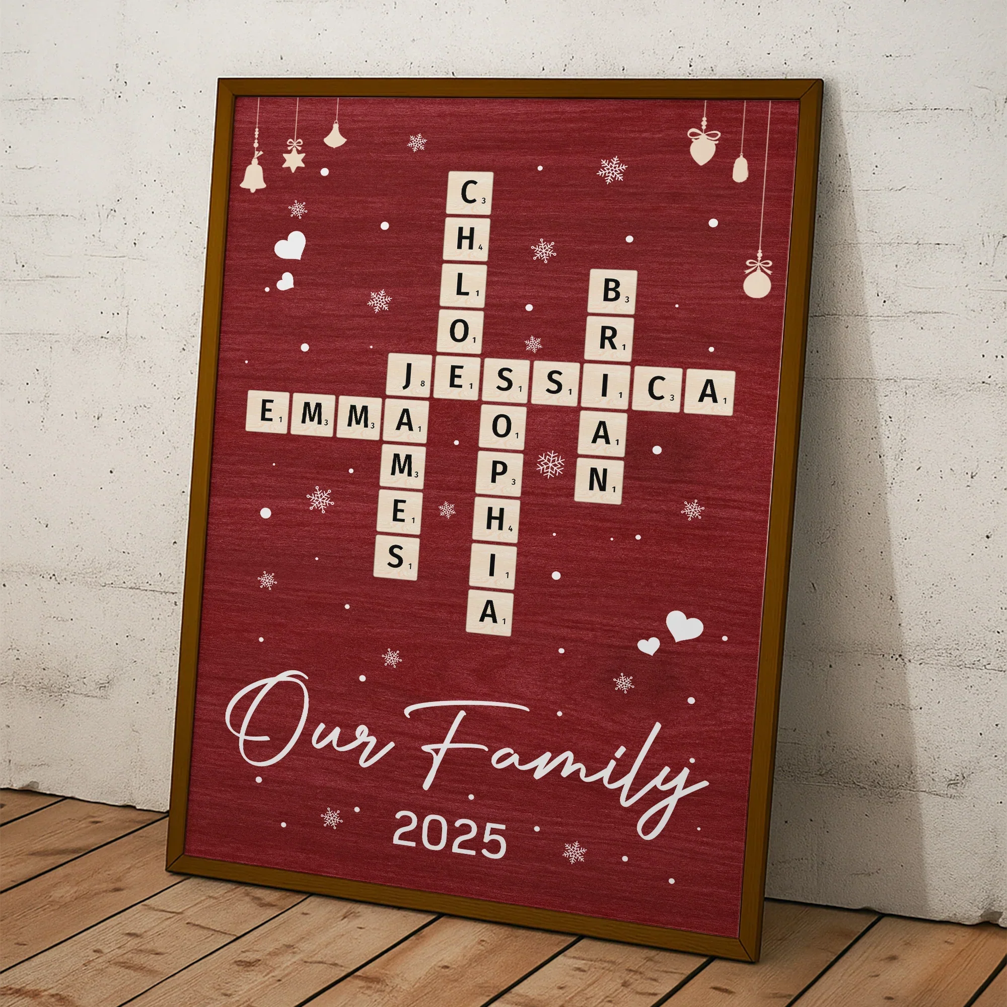 Family Name Crossword Poster | Red Background | Crisp Print & Textured Finish | Perfect Gift for Families - Image 4