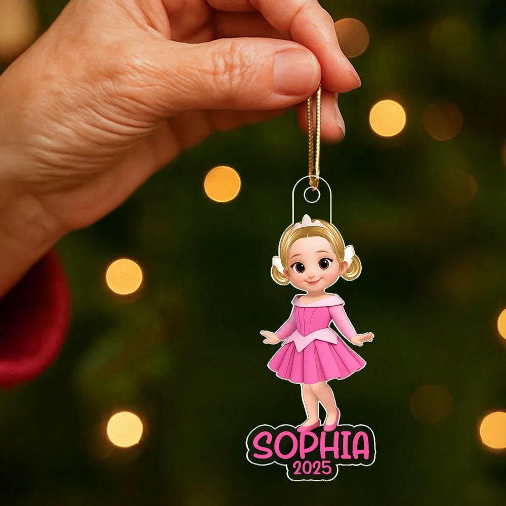 Cute Girl Themed Acrylic Ornament – Customizable Christmas Decoration for Kids - Image 4