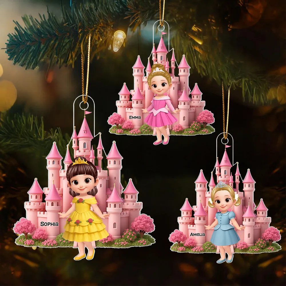 Princess Castle Acrylic Ornament – Personalized Christmas Gift for Little Girls - Image 2