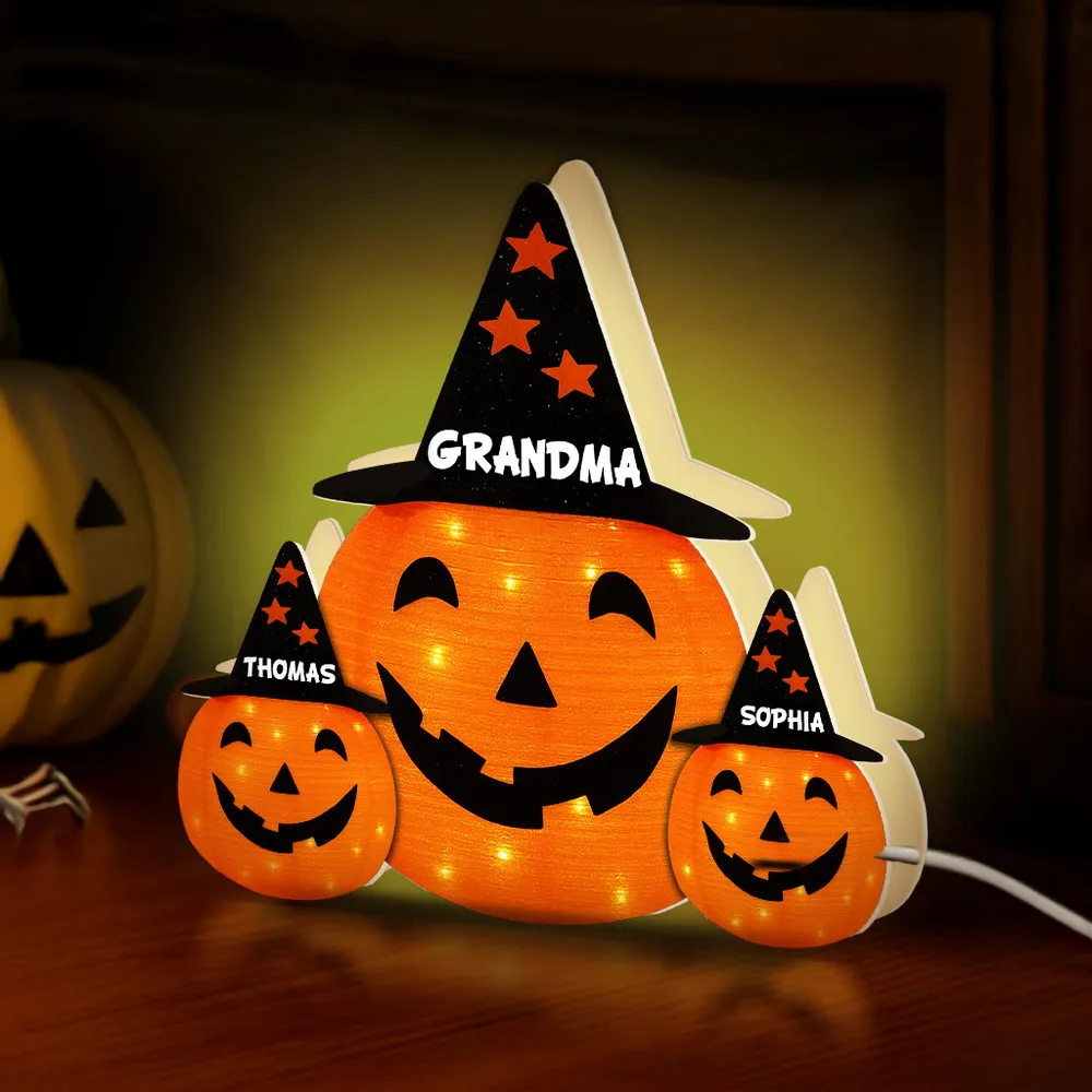 Custom Family Pumpkin Acrylic Light Box with “GRANDMA” – Bright Seasonal Lamp, Heartfelt Gift for Grandma and the Little Ones - Image 4