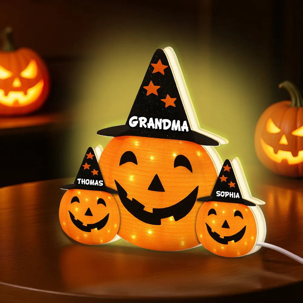 Custom Family Pumpkin Acrylic Light Box with “GRANDMA” – Bright Seasonal Lamp, Heartfelt Gift for Grandma and the Little Ones - Image 5