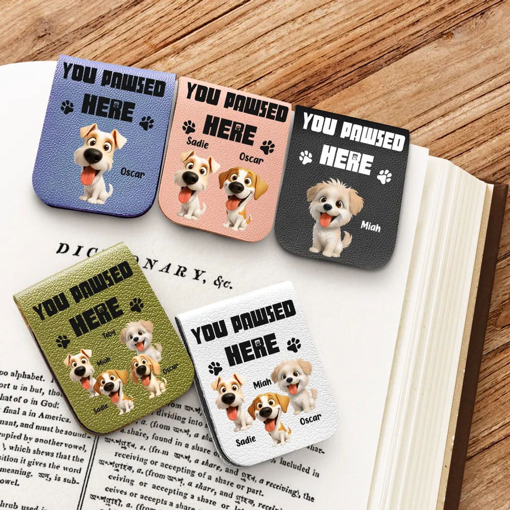 Dog-Themed Leather Magnetic Bookmark – Custom Gift for Book Lovers - Image 3