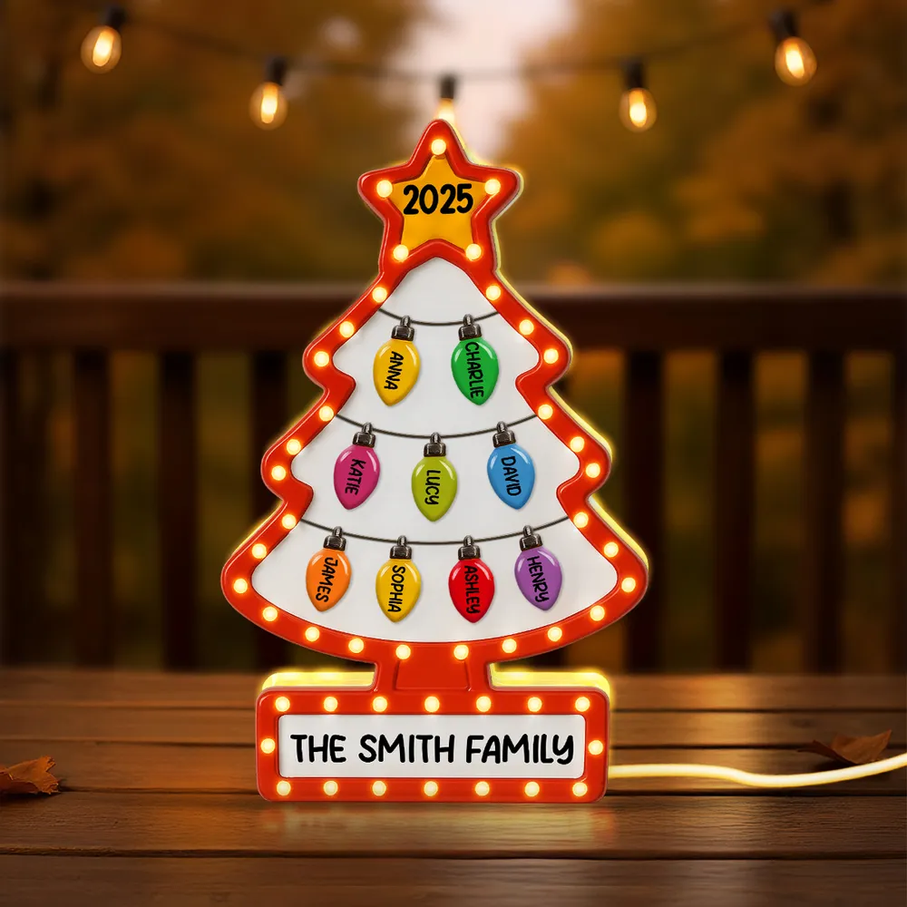 Family Christmas Tree Acrylic Light Box – Personalized Holiday Gift, Festive Home Decoration - Image 2
