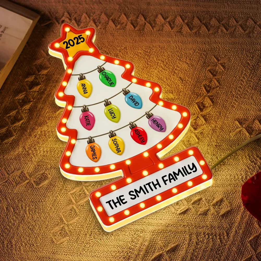 Family Christmas Tree Acrylic Light Box – Personalized Holiday Gift, Festive Home Decoration - Image 3