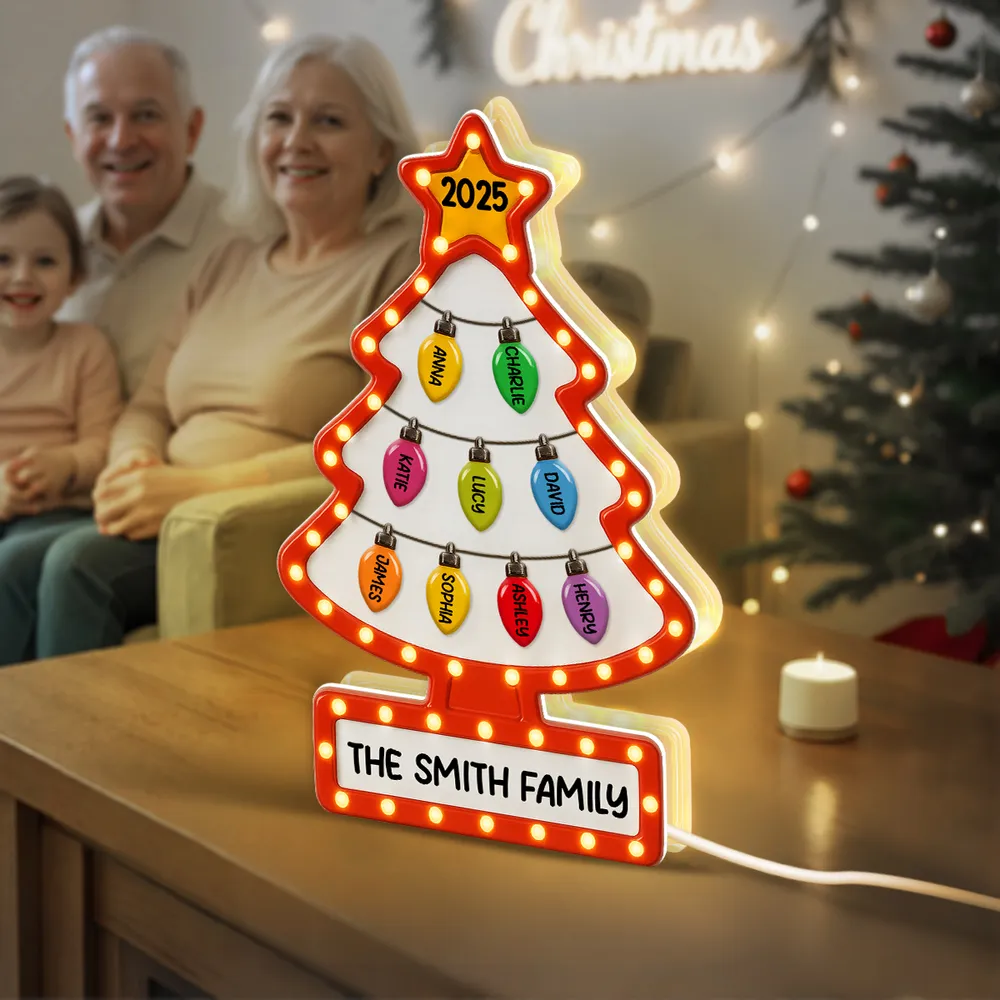 Family Christmas Tree Acrylic Light Box – Personalized Holiday Gift, Festive Home Decoration - Image 5