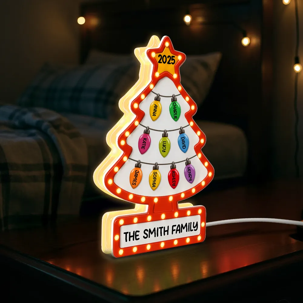 Family Christmas Tree Acrylic Light Box – Personalized Holiday Gift, Festive Home Decoration - Image 7