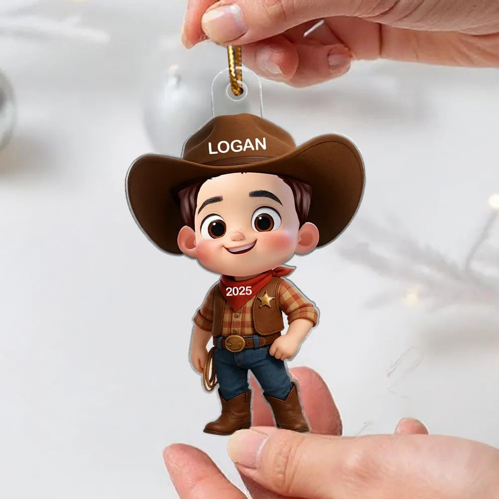 Personalized Cowboy Acrylic Ornament, Ideal Holiday Decoration and Gift for Kids - Image 5