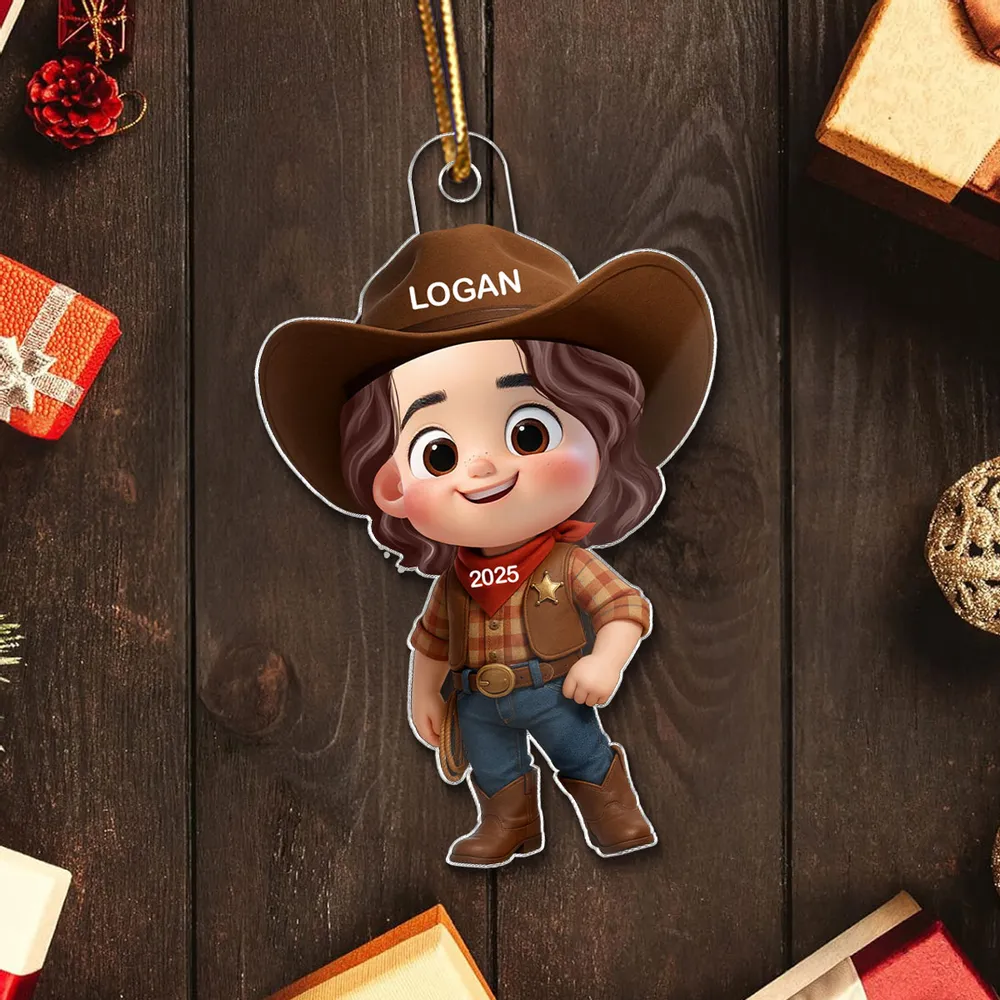 Personalized Cowboy Acrylic Ornament, Ideal Holiday Decoration and Gift for Kids - Image 7