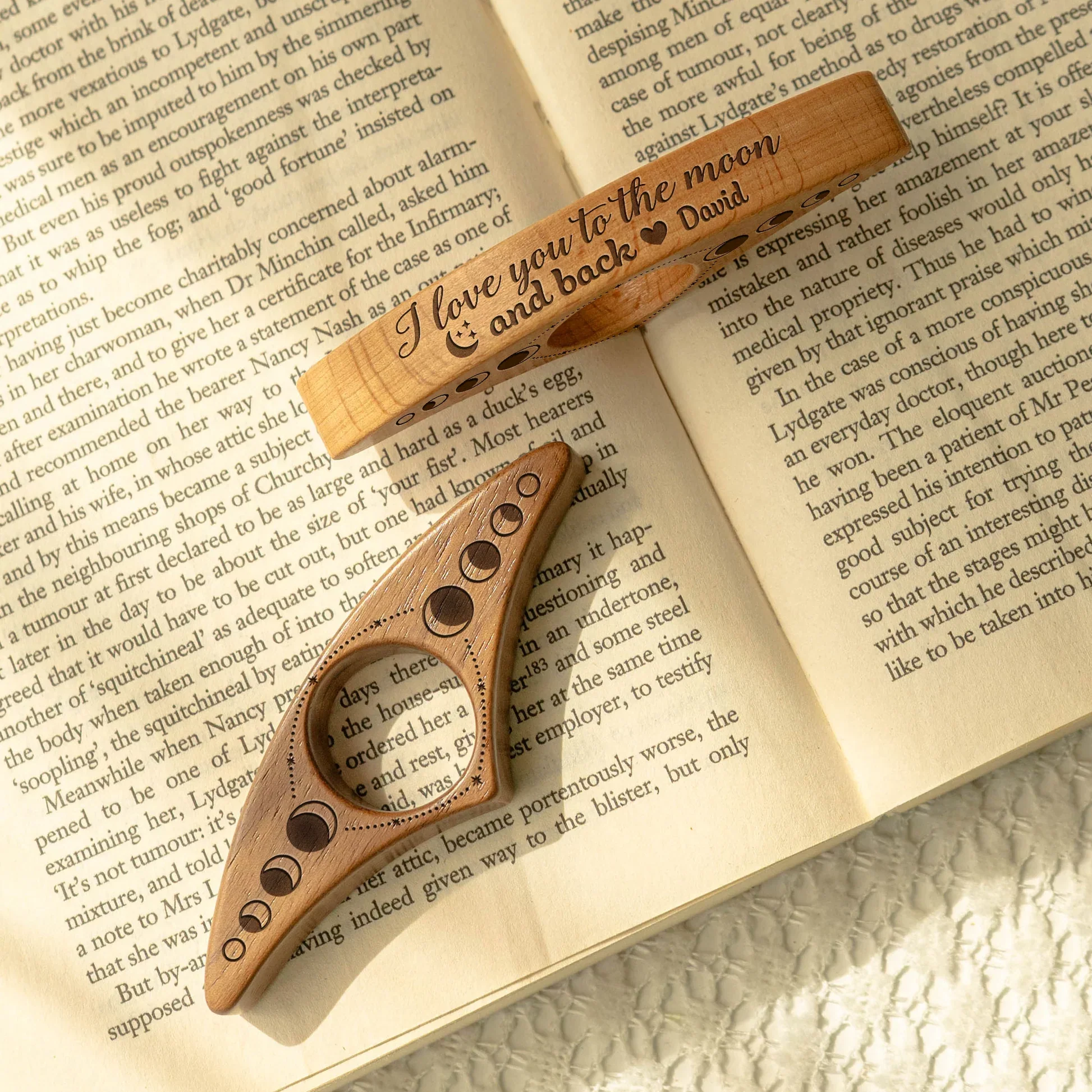 Book Page Holder with Wooden Engraved Design, A Practical and Heartwarming Gift for Readers - Image 2