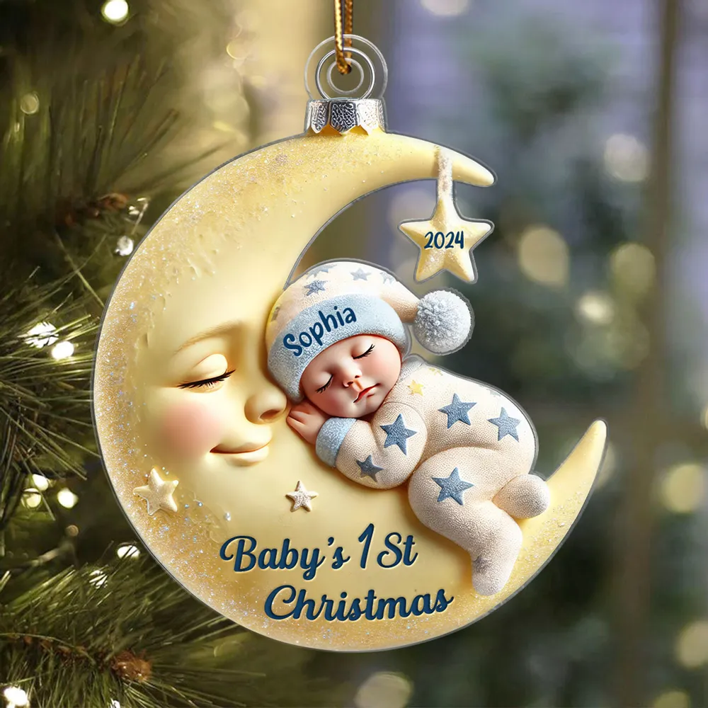 Baby's 1st Christmas Acrylic Ornament – Personalized Baby Keepsake Gift - Image 2