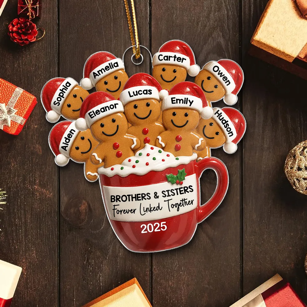 Family Acrylic Ornament – Gingerbread Brothers & Sisters Design, High-Clarity Collectible Holiday Gift - Image 6